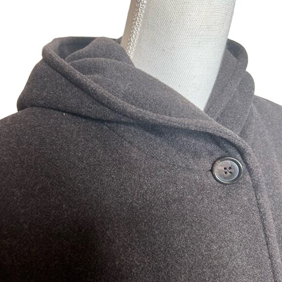 Vintage 90s Jones NY Coat Gray Wool Cashmere Long Hooded Jacket Sz Large - Picture 6 of 12